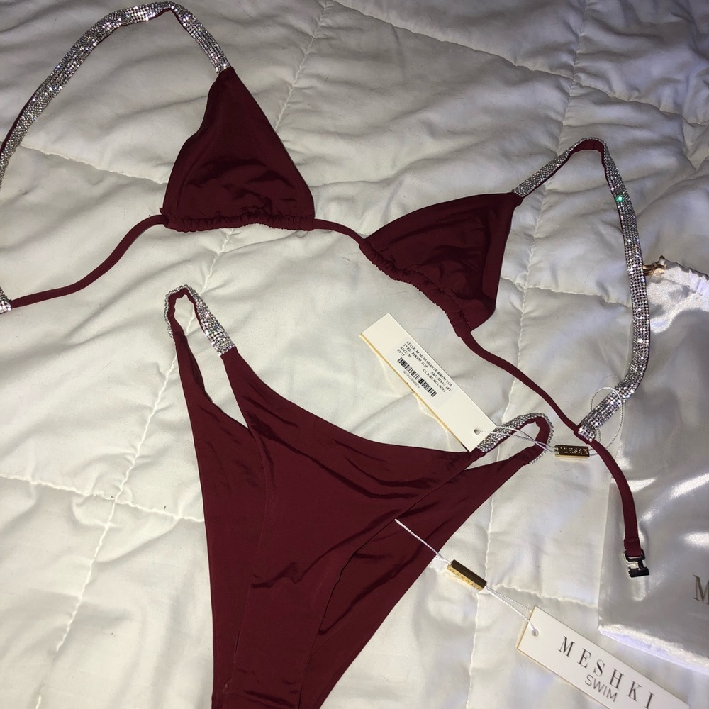 NWT Meshki Rumi Diamante bikini top and bottom